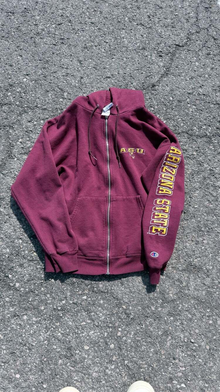 Champion Arizona State Zip-Up Hoodie Size M Maroon Sun Devils